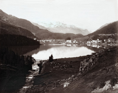 Lac de Saint Moritz et chute de l'Inn par Braun Lac de Saint Moritz et chute de l'Inn par Braun
