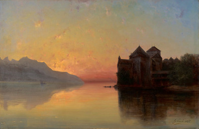 Le Léman à Chillon par Gabriel Loppé Le Léman à Chillon par Gabriel Loppé