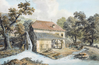 Moulin de la Sara ou de Pompaple dit le Millieu du Monde par J.A. Linck Moulin de la Sara ou de Pompaple dit le Millieu du Monde par J.A. Linck