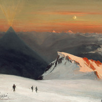 Couchant au sommet du Mont Blanc. Mont Blanc de Courmayeur, Val d'Aoste, par Gabriel Loppé