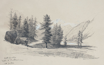Arolles et Mélèzes, vallée de Pontresina par Gabriel Loppé Arolles et Mélèzes, vallée de Pontresina par Gabriel Loppé