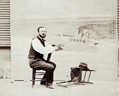 Gabriel Loppé devant un de ses tableaux vers 1865 Gabriel Loppé devant un de ses tableaux vers 1865