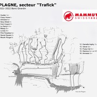 Plagne, topo du secteur "Trafick"