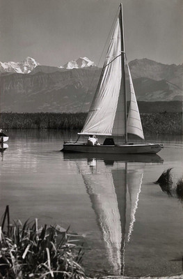 Mönch et Jungfrau vus du Lac de Thoune par Gyger
