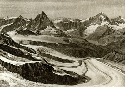 Dent d'Hérens - Cervin - Dent Blanche, Gornergletscher, par Gyger