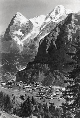 Eiger et Mönch vus de Mürren par Gyger