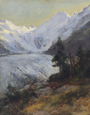 Piz Bernina, Glacier Morteratsch en 1903 par Edward Theodore Compton Piz Bernina, Glacier Morteratsch en 1903 par Edward Theodore Compton