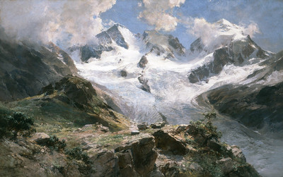 Piz Bernina, Piz Roseg, Tschierva Glacier en 1916 par Edward Theodore Compton Piz Bernina, Piz Roseg, Tschierva Glacier en 1916 par Edward Theodore Compton