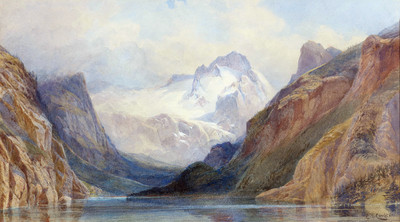 Hoher Dachstein, Vorderer Gosausee en 1875 par Edward Theodore Compton Hoher Dachstein, Vorderer Gosausee en 1875 par Edward Theodore Compton