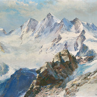 Alphubel, Täschhorn, Dom, Lenzspitze, Nadelhorn, Stecknadelhorn, Hohberghorn und Dürrenhorn en 1913 par  Edward Theodore Compton
