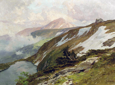 Schneekoppe (au fond), par Edward Theodore Compton Schneekoppe (au fond), par Edward Theodore Compton