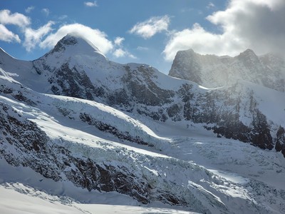 Zwillingsgletscher devant Pollux, Schalbetterflue, Breithorn derrière Zwillingsgletscher devant Pollux, Schalbetterflue, Breithorn derrière
