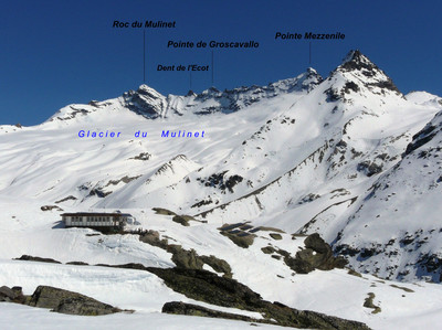 Refuge des Evettes et arêtes du Mulinet Refuge des Evettes et arêtes du Mulinet