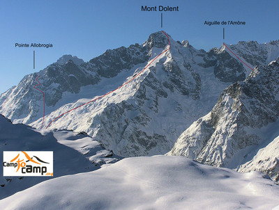 Dolent : arête Gallet. Pointe Allobrogia. Dolent : arête Gallet. Pointe Allobrogia.