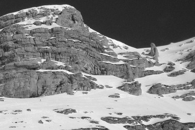 Détail du Pas de l'Oeille à la Dent de Crolles (Chartreuse) en hiver