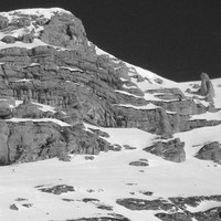 Détail du Pas de l'Oeille à la Dent de Crolles (Chartreuse) en hiver