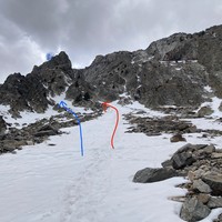 En rouge, le couloir Vermicelle, en bleue le couloir tête de mort 
