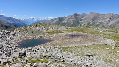 Lac de pointe Rousse variation importante de son niveau en été