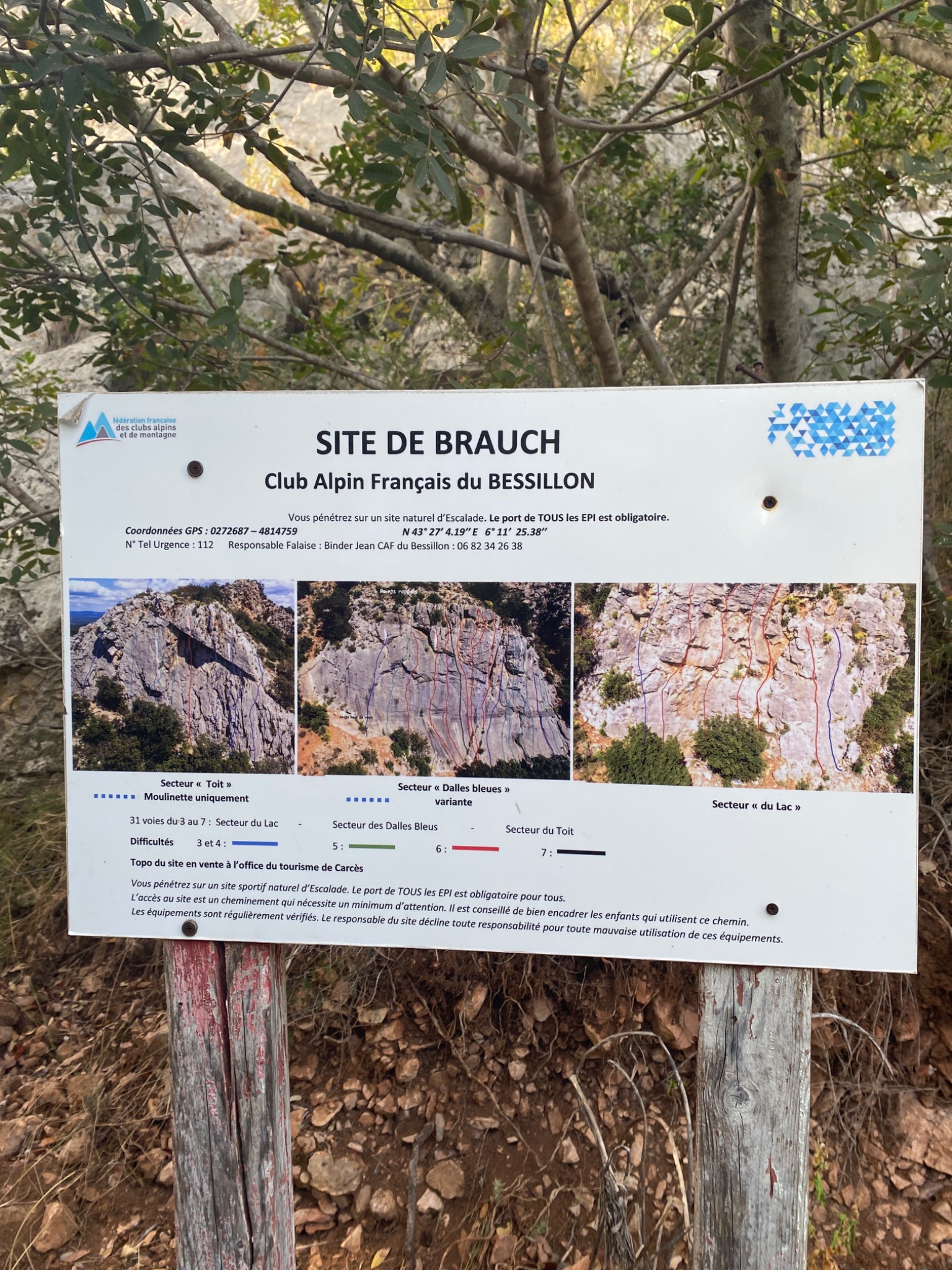 Panneau du site d’escalade