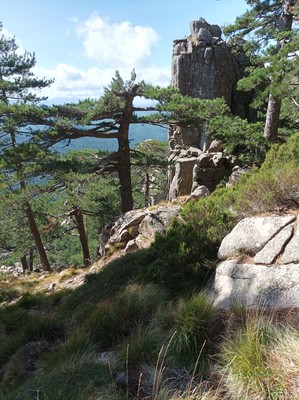 (vue depuis le pied de la voie)Le monolithe que l'on croise juste après avoir bifurquer à droite sur le sentier balisé vert (vue depuis le pied de la voie)Le monolithe que l'on croise juste après avoir bifurquer à droite sur le sentier balisé vert