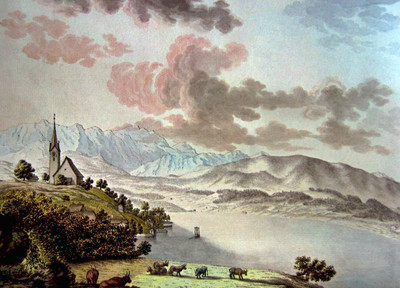 Herrliberg et les Alpes, en 1786 par Hans Conrad Escher von der Linth Herrliberg et les Alpes, en 1786 par Hans Conrad Escher von der Linth
