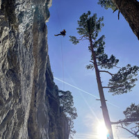 Cyril dans les rappels du Binz (50m) ou 2x 25m