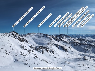 Col S de Grande Tempête, Pano SE: Pic Blanc...