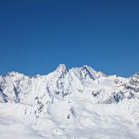 zoom NW depuis Les Darreys: Aiguilles Rouges du Dolent ; au centre Tour Noir et Aiguille d'Argentière ; Grand Lui, Grand Darrey