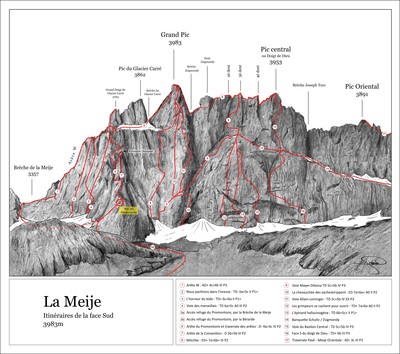 La Meije : itinéraires de la face Sud La Meije : itinéraires de la face Sud