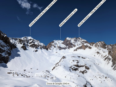 Pano WNW sur Sautron, le versant E de la Coste, et le bivouac Danilo Sartore cac sur sa bosse Pano WNW sur Sautron, le versant E de la Coste, et le bivouac Danilo Sartore cac sur sa bosse