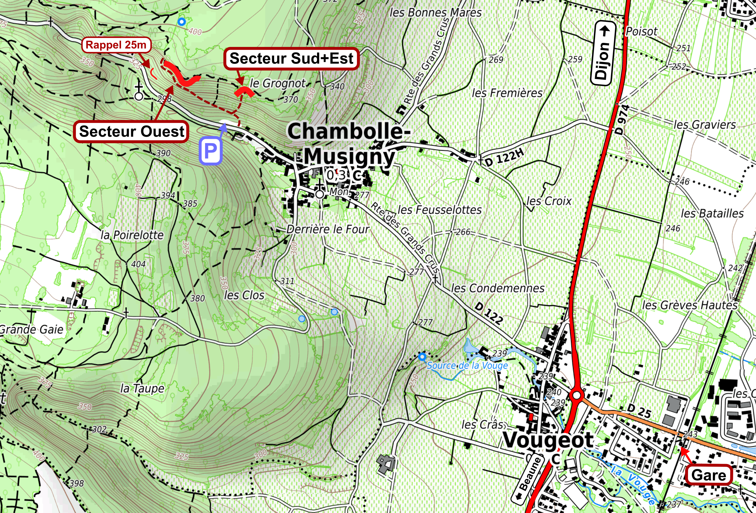 Plan des secteurs Chambolle-Musigny