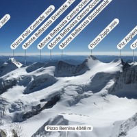 Sommet du Piz Bernina: vue sur la chaîne qui va du Piz Cambrena à Crest'Aguzza en passant par le Piz Palü et Bellavista