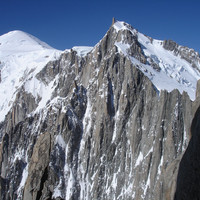 Il Monte Bianco 4808 m e Mont Maudit 4465 m durante la salita alla Pointe Chaubert 4074 m.