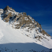 Aiguille du Fruit : Grand couloir W et son cône