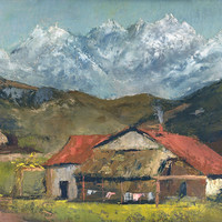 Ferme et Mont-Blanc par Courbet