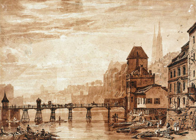 Le Rhin à Bâle en 1807 par Turner