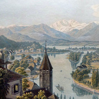Thoune, Junfrau, Blümlisalp, Niesen, par G. Lory, détail