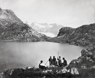 Lac de la mort au Grimsel par Adolphe Braun vers 1875. Au fond, le glacier du Rhône; Lac de la mort au Grimsel par Adolphe Braun vers 1875. Au fond, le glacier du Rhône;