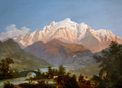 Vallée de l'Arve et Mont Blanc au couchant par Pierre-Louis de La Rive Vallée de l'Arve et Mont Blanc au couchant par Pierre-Louis de La Rive