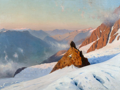 Les Grands Mulets par Gabriel Loppé en 1880 Les Grands Mulets par Gabriel Loppé en 1880