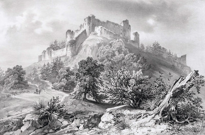 Ancien volcan et château de Mauzun Par Edmond Tudot