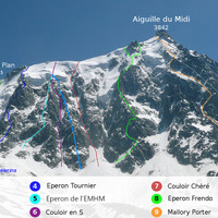 Climbing Routes on the North Face of the Aiguille du Midi