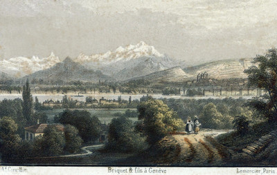 Genève, Mont Blanc, Léman vu de Genève par E. Lafon et Adrien Cuvillier