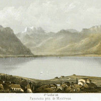 Dents du Midi, Léman vud de Montreux par E. Lafon et Adrien Cuvillier