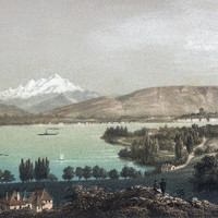 Genève, Mont Blanc, Léman vu de Chambésy en 1860 par Adrien Cuvillier