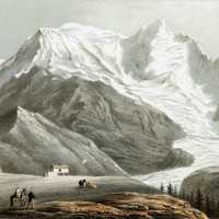 Vue de Bellevue: Aiguille du Midi, Aiguille du Goûter, Mont Blanc, Aiguille et glacier de Bionnassay par Adrien Cuvellier