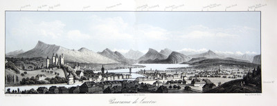 Lucerne et son lac par Jean Dubois (dessin) et Victor Petit (litho)