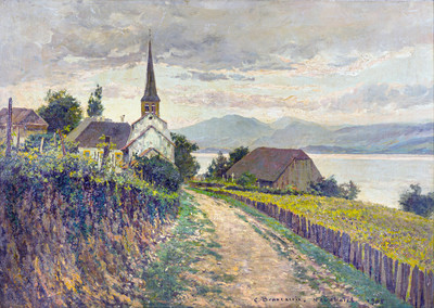Lac de Neuchâtel et Jura en 1905 par Carlo Brancaccio