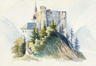 Château Klaus Pyhrnbahn, Autriche, par Wilhelm Leifer Château Klaus Pyhrnbahn, Autriche, par Wilhelm Leifer