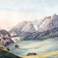 Ruine du château Losenheim, Puchberg, et la montagne Schneeberg, par Wilhelm Leifer